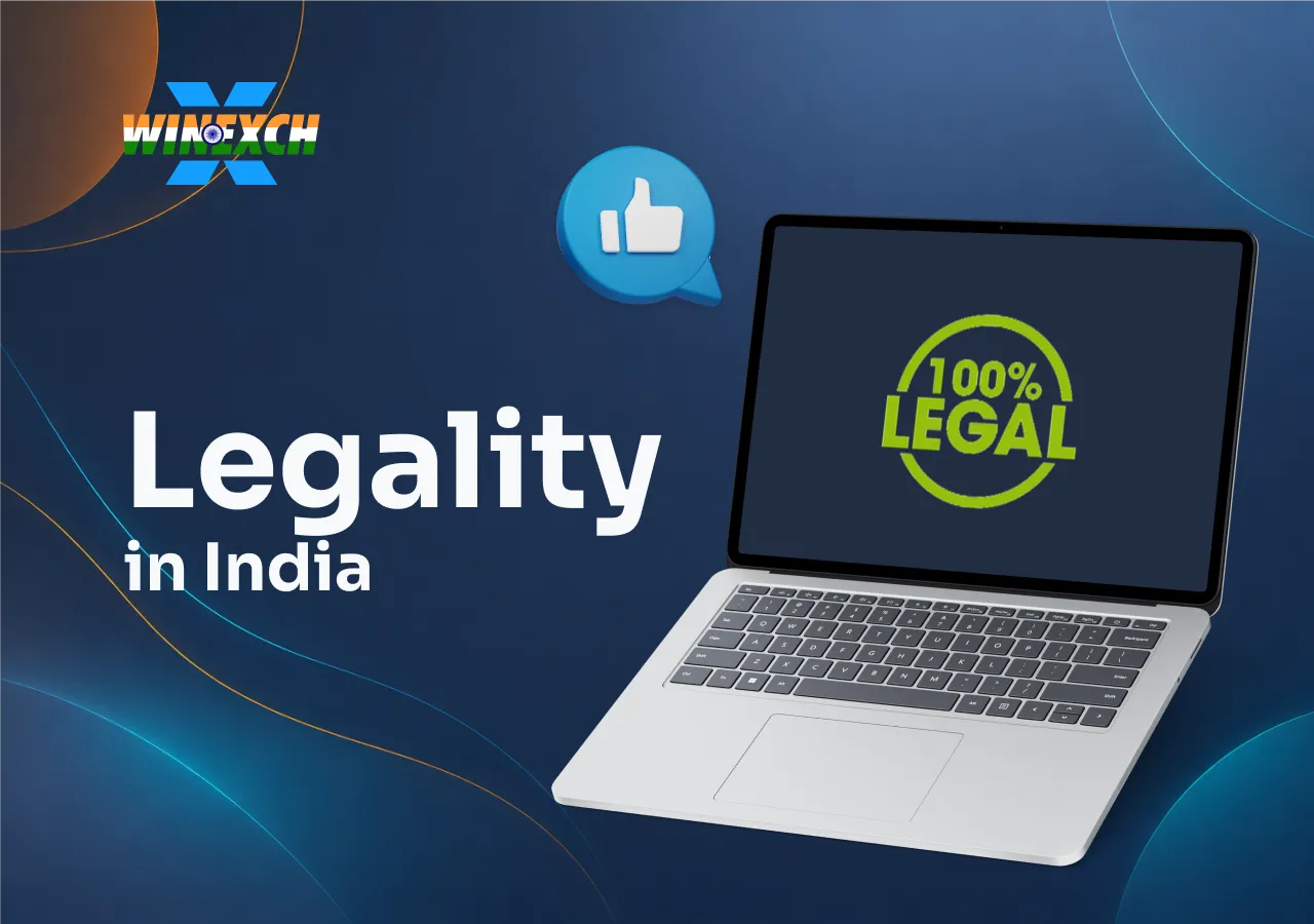Winexch security page showing 100% legal verification with an approved thumbs-up symbol.